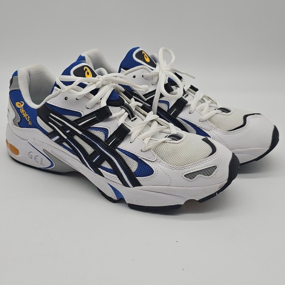 Asics Gel Running Shoes Mens Size 10 White Blue Black Yellow Sneakers